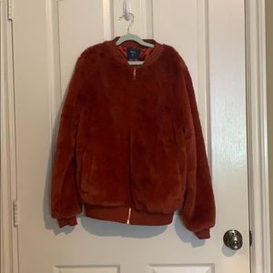 Red fluffy jacket